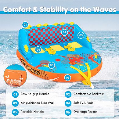 Towable Tube For Boating 3 Riders Water Sport Towables Sofa Pull Tube With Nylon Cover
