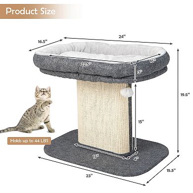 Modern Cat Tree Tower with Large Plush Perch and Sisal Scratching Plate