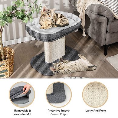 Modern Cat Tree Tower with Large Plush Perch and Sisal Scratching Plate