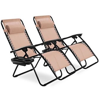 2 pc Folding Lounge Chair With Zero Gravity