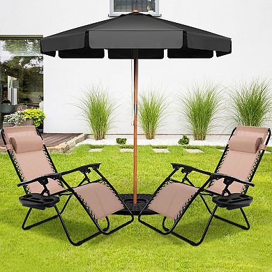 2 Pieces Folding Lounge Chair With Zero Gravity