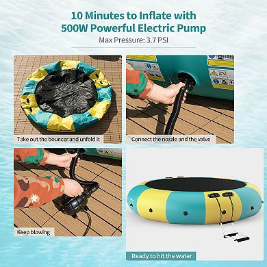 15 Feet Inflatable Splash Padded Water Bouncer Trampoline