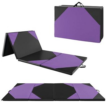 10 Feet x 4 Feet x 2 Inch Folding Exercise Mat with Hook and Loop Fasteners