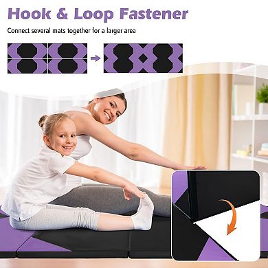 10 Feet x 4 Feet x 2 Inch Folding Exercise Mat with Hook and Loop Fasteners