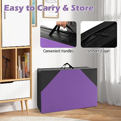 10 Feet x 4 Feet x 2 Inch Folding Exercise Mat with Hook and Loop Fasteners