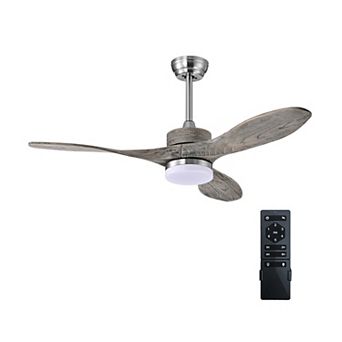 48 Inch Wood Ceiling Fan With Led Lights And 6 Speed Levels
