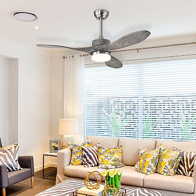 48 Inch Wood Ceiling Fan With Led Lights And 6 Speed Levels