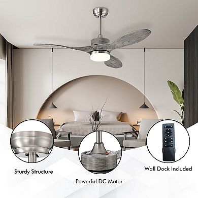 48 Inch Wood Ceiling Fan With Led Lights And 6 Speed Levels