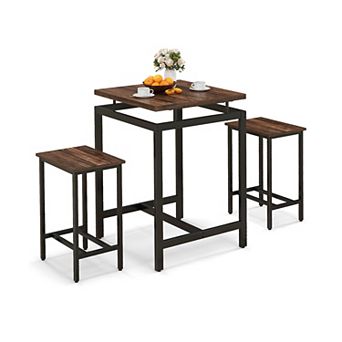3 pc Pub Dining Table Set with Floating Tabletop and Footrest