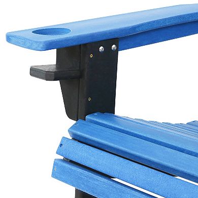 Sunnydaze HDPE Adirondack Chair with Drink Holder - Blue/White