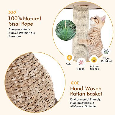 28 Inches Hand-Made Cat Tree Tower with Jump Platform