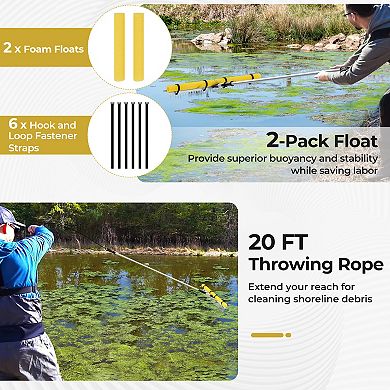 Floating Weed Lake Rake 36” Aquatic Pond Weed Cutter with Foam Floats