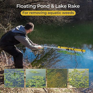 Floating Weed Lake Rake 36” Aquatic Pond Weed Cutter with Foam Floats