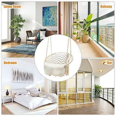 VEBREDA Hanging Macrame Hammock Chair with Handwoven Cotton Backrest