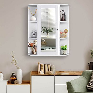 Bathroom Single Door Shelves Wall Mount Cabinet with Mirror