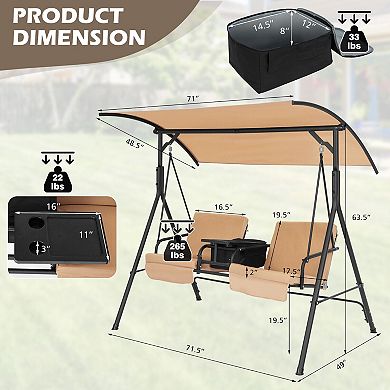 Porch Swing Chair with Adjustable Canopy