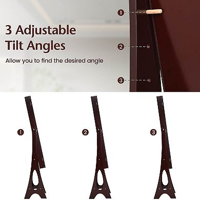 Freestanding Jewelry Cabinet Armoire Organizer with Bevel Edge Mirror