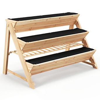 3 tier Garden Bed With Storage Shelf 2 Hanging Hooks And 3 Bed Liners