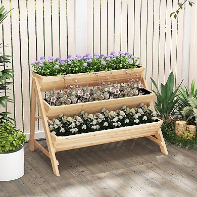 3-tier Garden Bed With Storage Shelf  2 Hanging Hooks And 3 Bed Liners
