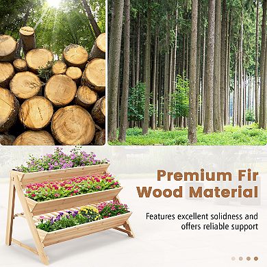 3-tier Garden Bed With Storage Shelf  2 Hanging Hooks And 3 Bed Liners