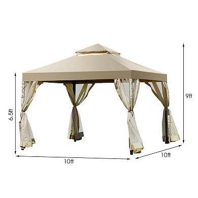 Outdoor 2-Tier 10 Feet x 10 Feet Screw-free Structure Shelter Gazebo Canopy