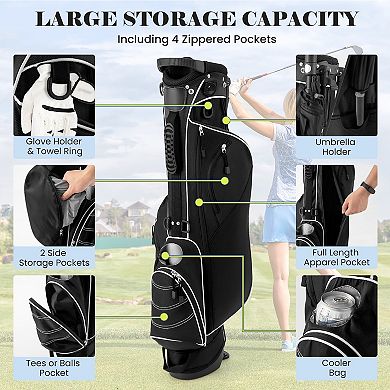 Golf Stand Cart Bag with 4 Way Divider Carry Organizer Pockets