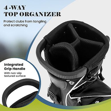 Golf Stand Cart Bag with 4 Way Divider Carry Organizer Pockets