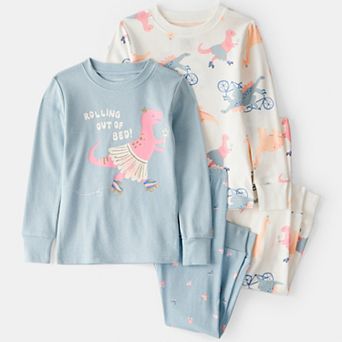 Toddler Girl Carter's Dinosaur Print Cotton 4 pc Pajama Set