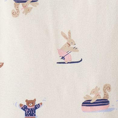 Baby Girl Carter's Bunny Print 4 Piece Pajama Top and Pajama Bottoms Set