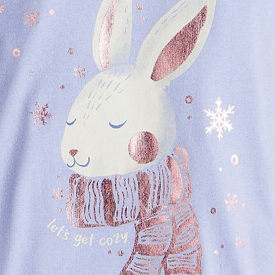 Baby Girl Carter's Bunny Print 4 Piece Pajama Top and Pajama Bottoms Set