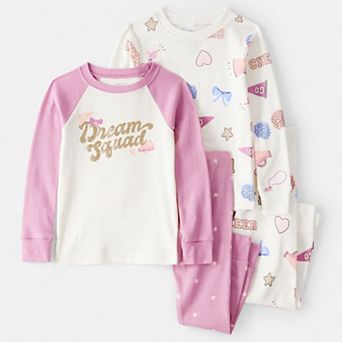 Toddler Girls Carter's "Dream Squad" Cheer Print 4 pc Pajama Top & Pajama Bottoms Set