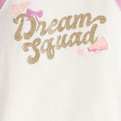 Toddler Girls Carter's "Dream Squad" Cheer Print 4 Piece Pajama Top & Pajama Bottoms Set