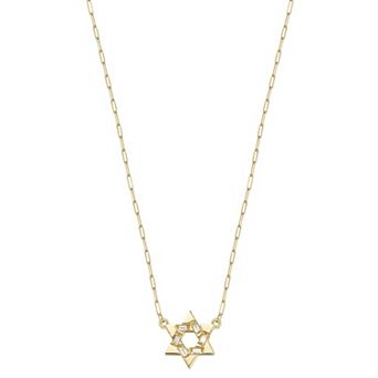 LUMINOR GOLD 14k Gold Diamond Accent Star Of David Pendant Necklace