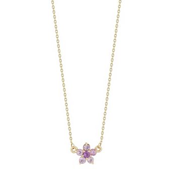 LUMINOR GOLD 14k Gold Gemstone Flower Pendant Necklace