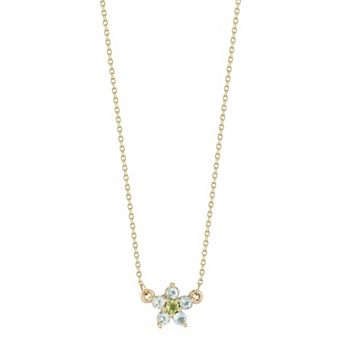 LUMINOR GOLD 14k Gold Gemstone Flower Pendant Necklace