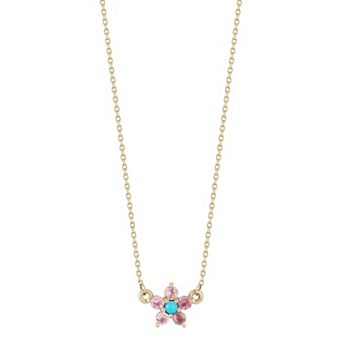LUMINOR GOLD 14k Gold Gemstone Flower Pendant Necklace