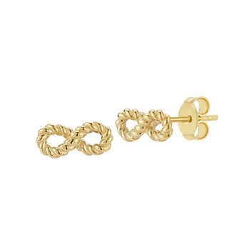 LUMINOR GOLD 14k Gold Infinity Stud Earrings