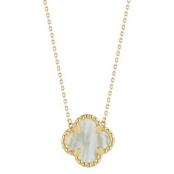 LUMINOR GOLD 14k Gold Gemstone Clover Pendant Necklace
