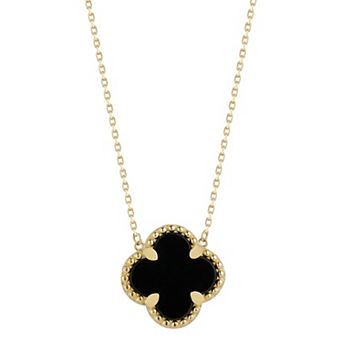 LUMINOR GOLD 14k Gold Gemstone Clover Pendant Necklace