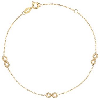 LUMINOR GOLD 14k Gold Tri Twist Infinity Anklet