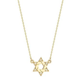 LUMINOR GOLD 14k Gold Diamond Accent Star Of David Pendant Necklace