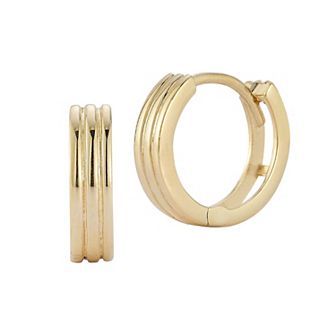 LUMINOR GOLD 14k Gold Ribbed Huggie Hoop Earrings