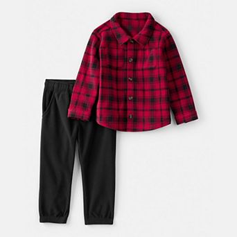 Toddler Boy Carter's 2 pc Plaid Shirt & Pants Set