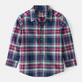 Toddler Boy Carter's Plaid Cotton Long-Sleeve Button-Down Shirt