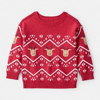 Toddler Boy Carter's Christmas Reindeer Fair Isle Long-Sleeve Sweater