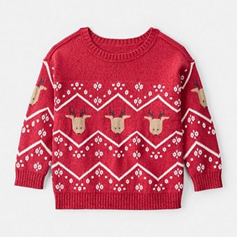Toddler Boy Carter's Christmas Reindeer Fair Isle Long-Sleeve Sweater
