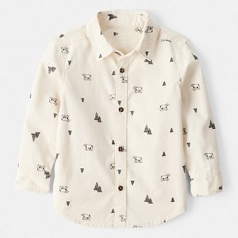 Toddler Boy Carter's Winter Print Corduroy Long-Sleeve Button-Down Shirt