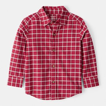 Toddler Boy Carter's Plaid Cotton Long-Sleeve Button-Down Shirt