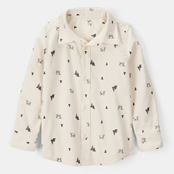 Boys 4-14 Carter's Christmas Print Corduroy Long-Sleeve Button-Down Shirt