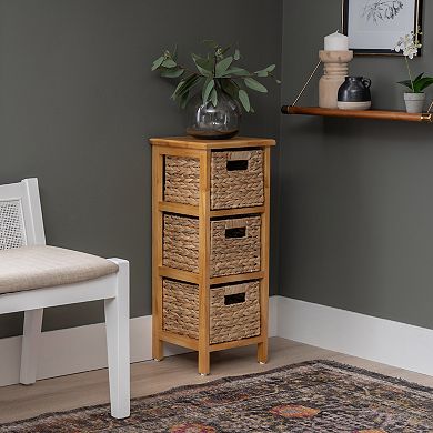 Linon Haven Hyacinth Basket Storage Tower